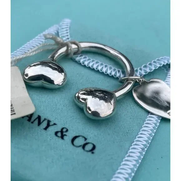 Vintage Tiffany Co. Sterling Silver Puffy Heart Ball Screwball Key Ring Keychain - Picture 11 of 16